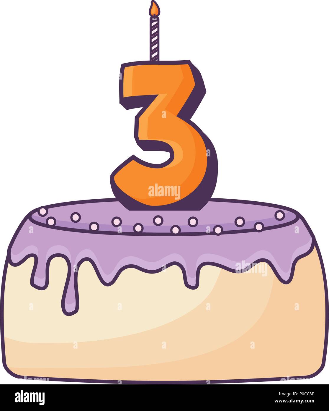 Gateau D Anniversaire Icone Sur Fond Blanc Design Colore Vector Illustration Image Vectorielle Stock Alamy