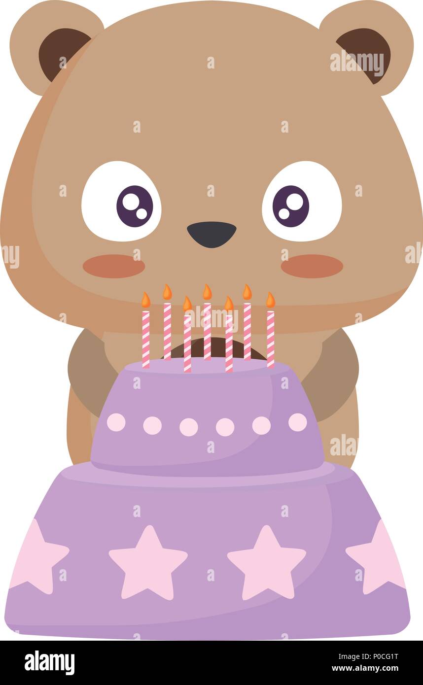 L Ecureuil Mignon Avec Gateau D Anniversaire Sur Fond Blanc Vector Illustration Image Vectorielle Stock Alamy