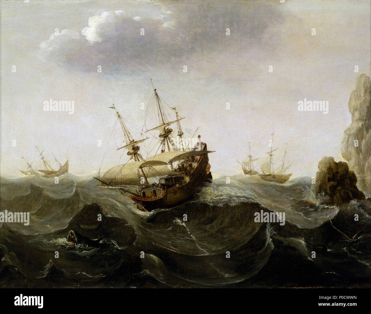 Anglais Un Bateau Dans Une Mer Agitee Dans Cette Peinture Verbeeck Aborde Le Sujet De L