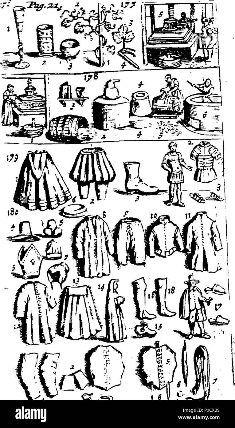 . Anglais : Fleuron du livre : Une courte et facile méthode pour donner aux enfants une idée ou vrai notion d'êtres humains : céleste et terrestre et de leur apprendre les noms de la plupart des choses qui sont utiles et nécessaires à la vie humaine : comme aussi, des arts et des sciences, les plantes, fruits et animaux ; comme poissons, oiseaux et bêtes Four-Footed : Français et Anglais. Représenté par plusieurs centaines de chiffres dans 38 des plaques de cuivre, en forme pour ceux qui sont désireux d'apprendre ces langues.  = méthode courte et facile pour donner aux enfans une idée des choses célestes et terrestres : Et pour leurs apprendre le nom et l'usage Banque D'Images