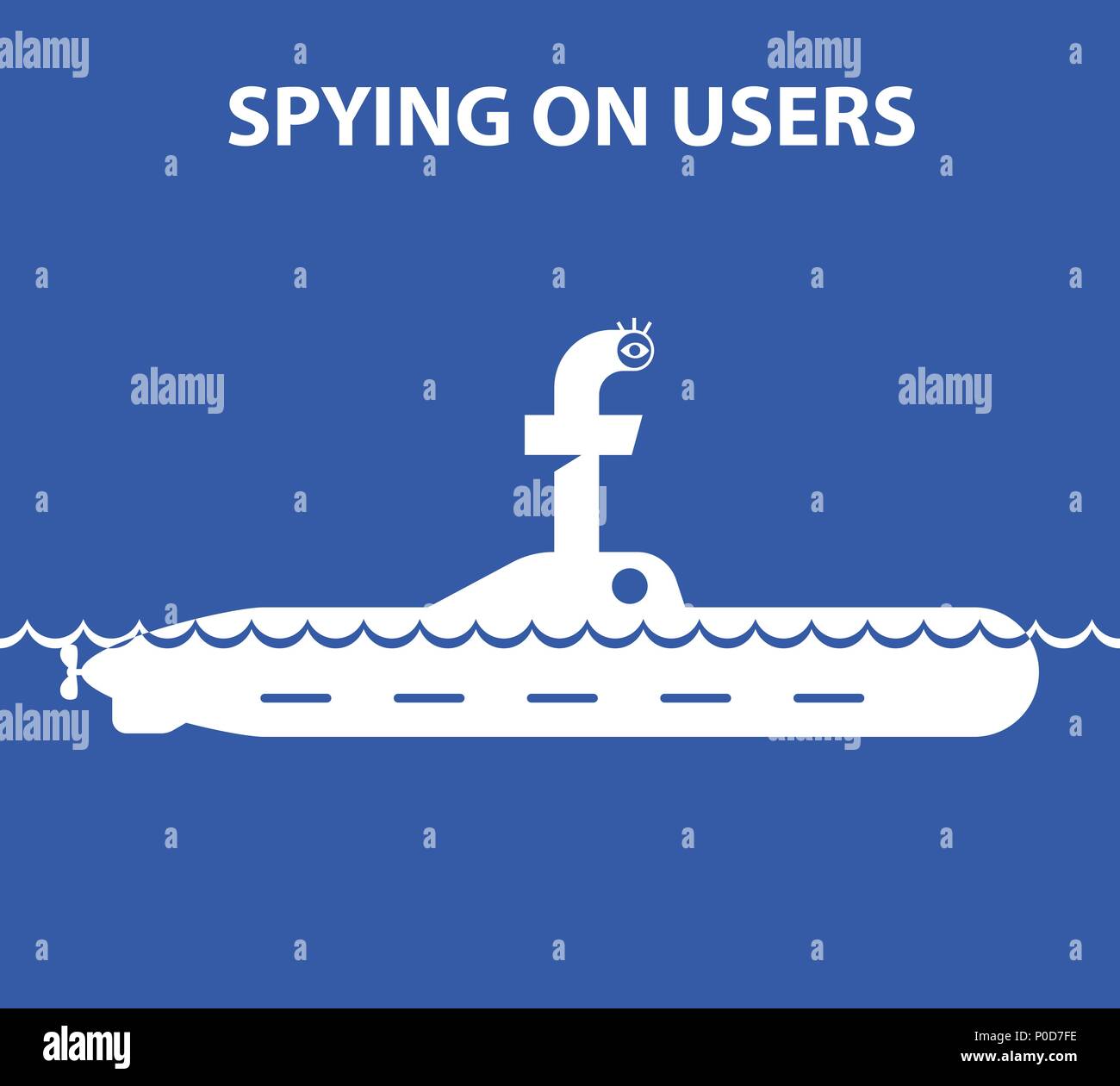 Hidden surveillance des utilisateurs. L'espionnage sur les utilisateurs comme le périscope. Illustration de Vecteur