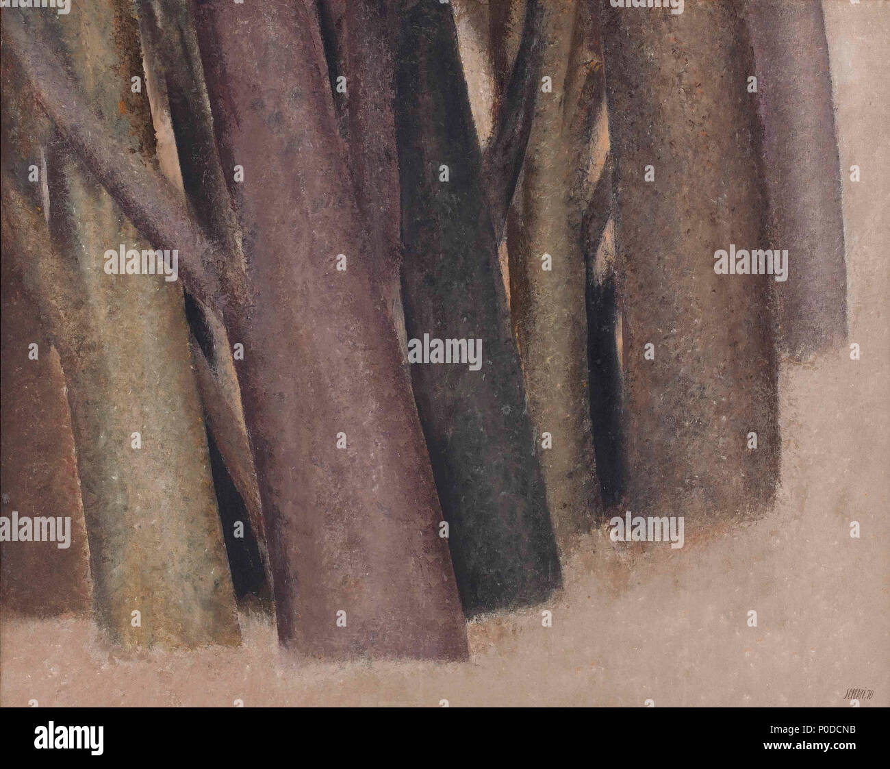 . Anglais : Sans titre (de la série des troncs) signée et datée 'epehri,70' (en bas à droite) huile sur toile 32 x 40 in. (81.5 x 101.5cm.) Peint en 1970 Provenance Galerie Elaine Benson, Bridgehampton (un don de l'artiste en 1970). Acquis de la ci-dessus par le propriétaire actuel vers la mère du milieu des années 1980 et de là, par l'ascendance. . 1970. Sohrab Sepehri (1928-1980), peintre iranien Description poète et écrivain Date de naissance/décès 7 Octobre 1928 21 avril 1980 Lieu de naissance/décès Kashan Téhéran Téhéran Iran (lieu de travail) le contrôle d'autorité : Q469991 : VIAF 41851171 ISNI : 0000 0001 089 Banque D'Images