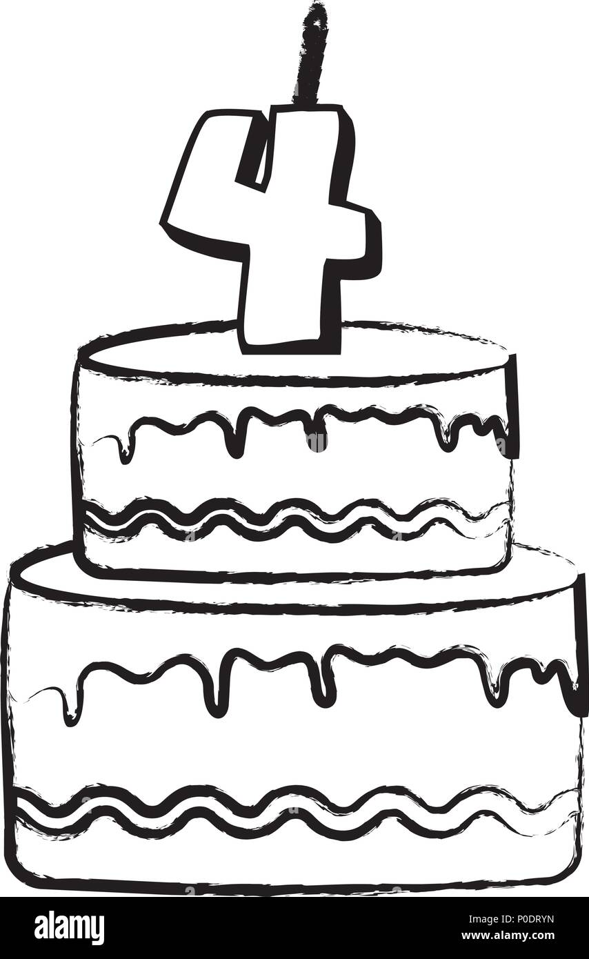 Gateau D Anniversaire Icone Sur Fond Blanc Vector Illustration Image Vectorielle Stock Alamy