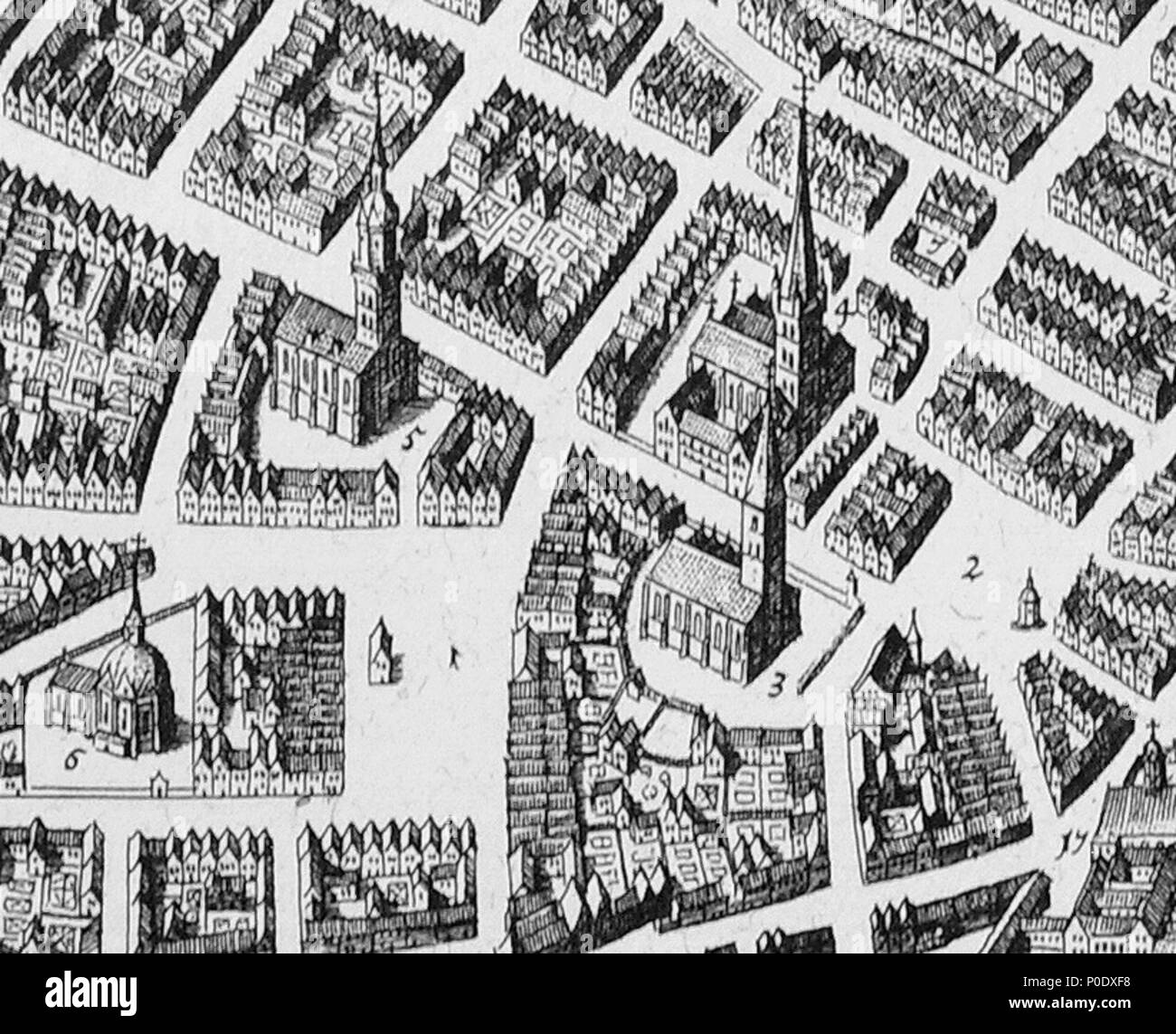 . Deutsch : Grundriss von Hamburg, Deutschland English : la carte de la ville de Hambourg, Allemagne . avant 1653 10 Hambvrgvm (Merian) (détail) Banque D'Images