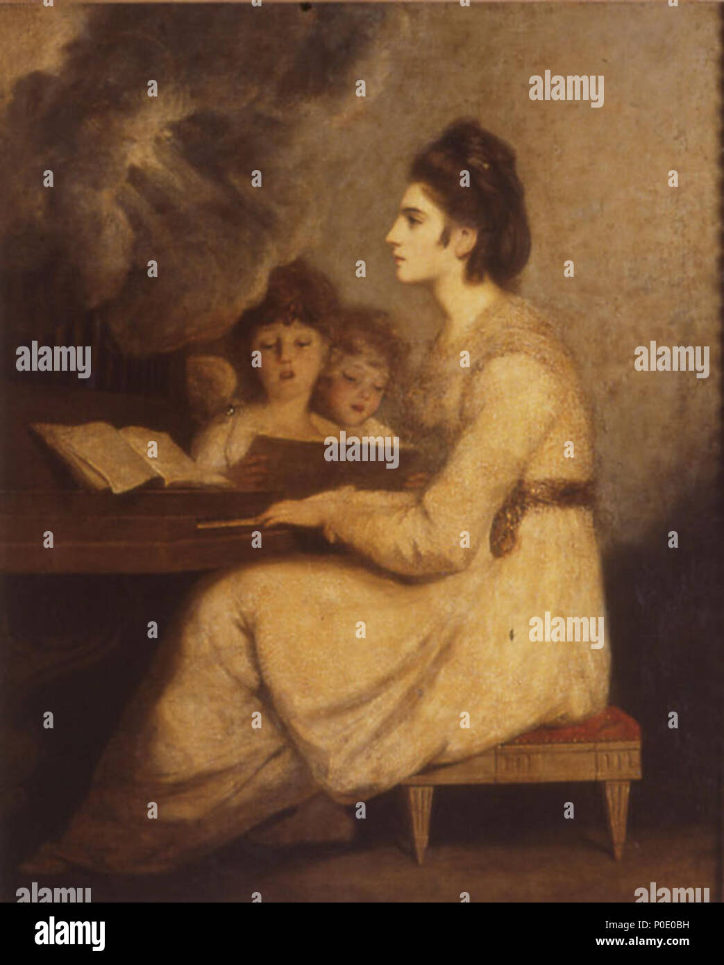 . Anglais : Elizabeth Linley, Mme Richard Brinsley Sheridan (1754-1792) comme Saint Cecilia. La célèbre chanteuse s'affiche comme la patronne de la musique . exposé en 1775. Sir Joshua Reynolds, 1775 105 2468 Waddesdon Banque D'Images