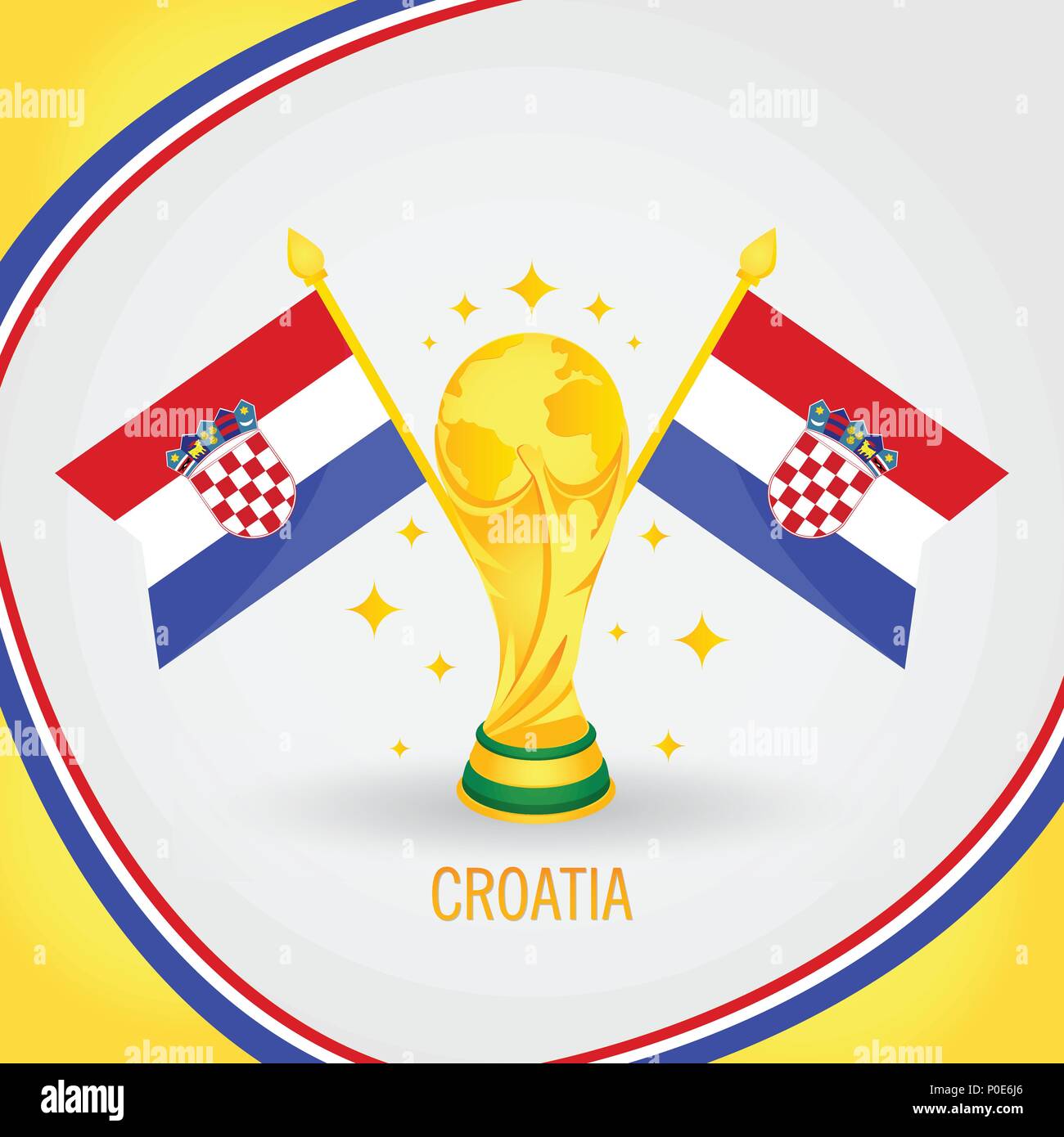 La Croatie Championne de Football World Cup 2018 - Trophée d'or et du pavillon Illustration de Vecteur