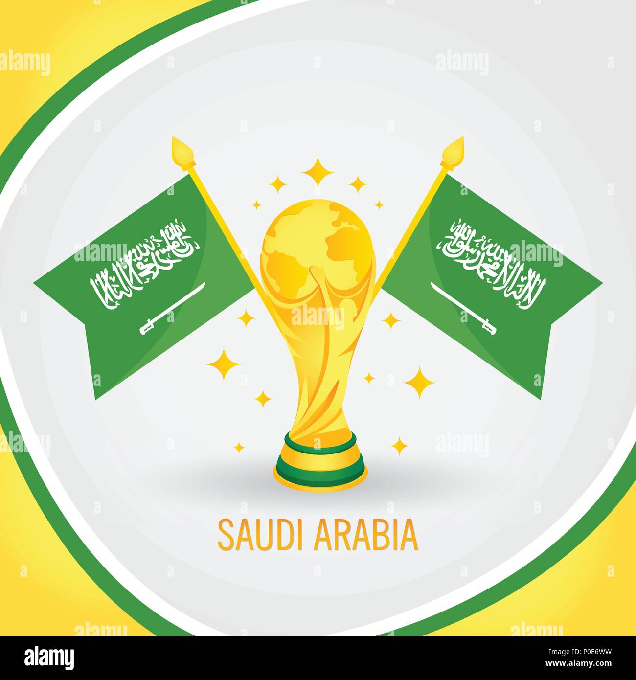 L'Arabie saoudite championne de Football World Cup 2018 - Trophée d'or et  du pavillon Image Vectorielle Stock - Alamy