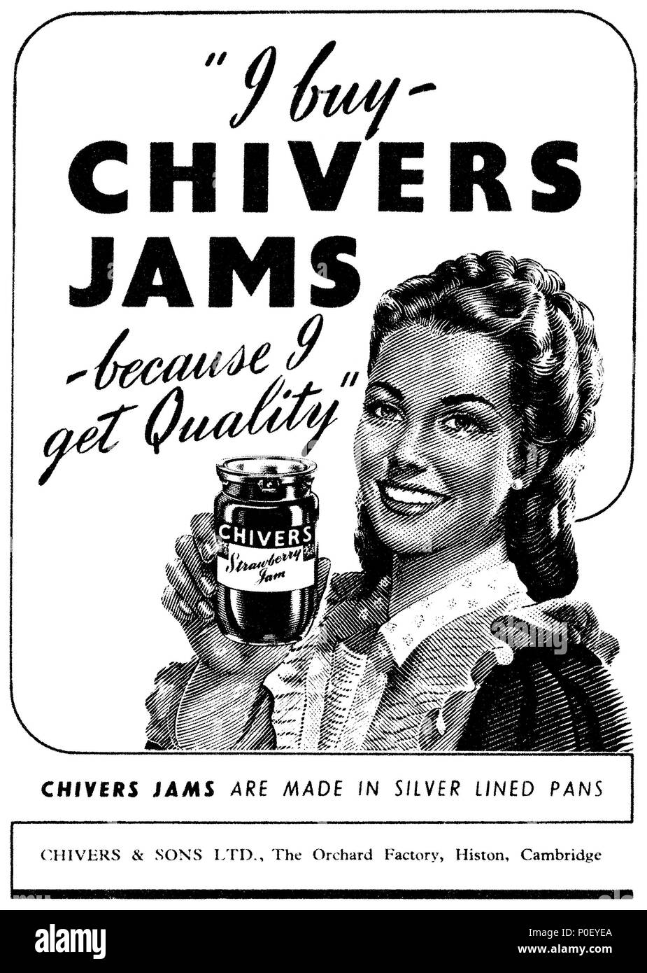 1949 La publicité pour Chivers confitures. Banque D'Images