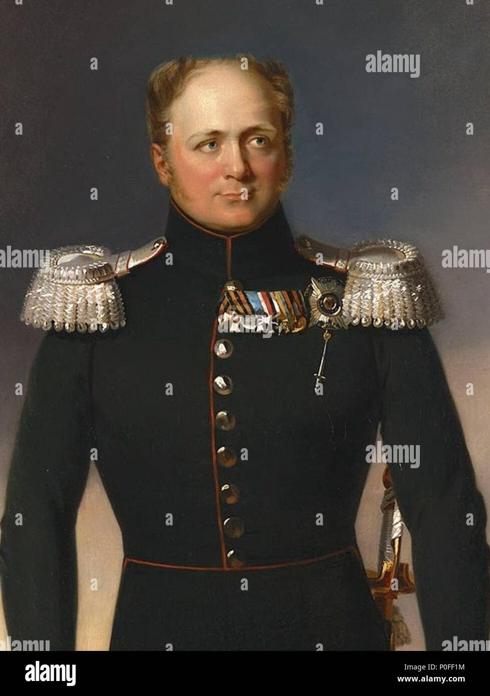 . Anglais : Cropped Portrait du Tsar Alexandre I de Russie portant l'uniforme d'un maréchal russe . Entre 1818 et 1825 circa circa. George Dawe (1781-1829) Noms alternatifs G. Daoe ; D. MJ, Dawe ; [Dawe] Description portraitiste Anglais Date de naissance/Décès 8 Février 1781 15 octobre 1829 Lieu de naissance/décès St James's, Kentish Town Westminster lieu de travail Saint Petersburg (1818 - 1828) le contrôle d'autorité : Q1507231 : VIAF 22413721 ISNI : 0000 0000 6660 9928 ULAN : 500021368 RCAC : n83227323 : WGA, George DAWE initialement chargé par Shakko WorldCat ; recadrées et re Banque D'Images