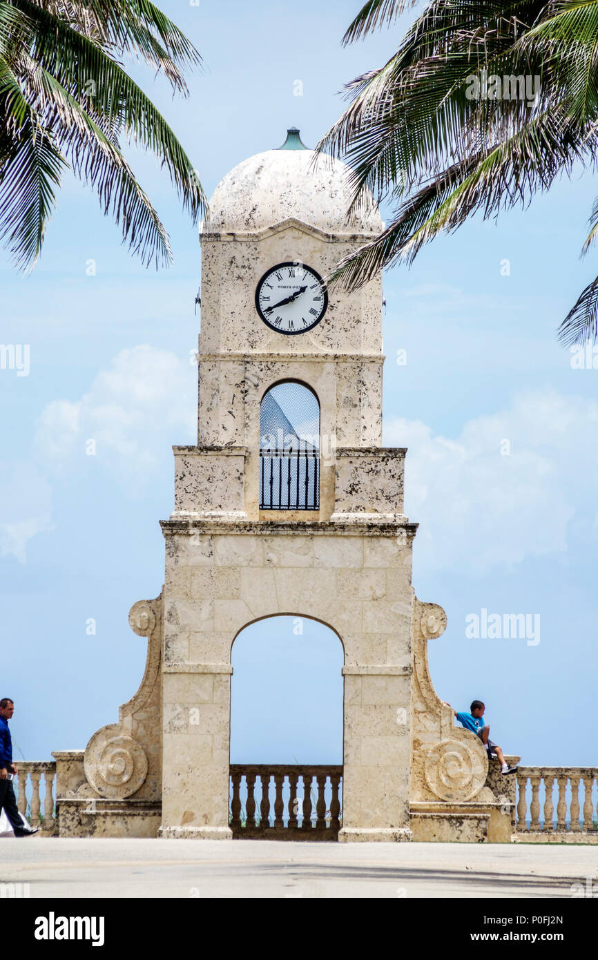 Palm Beach Florida, océan Atlantique, Worth Avenue Clock Tower, côté plage, FL170725019 Banque D'Images