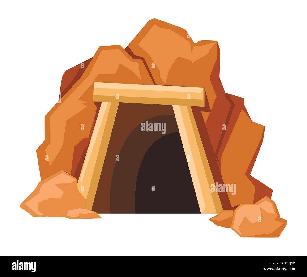 Cartoon entrée de la mine. Retro tunnel. Ancienne mine en désert. Télévision vector illustration isolé sur fond blanc. Illustration de Vecteur