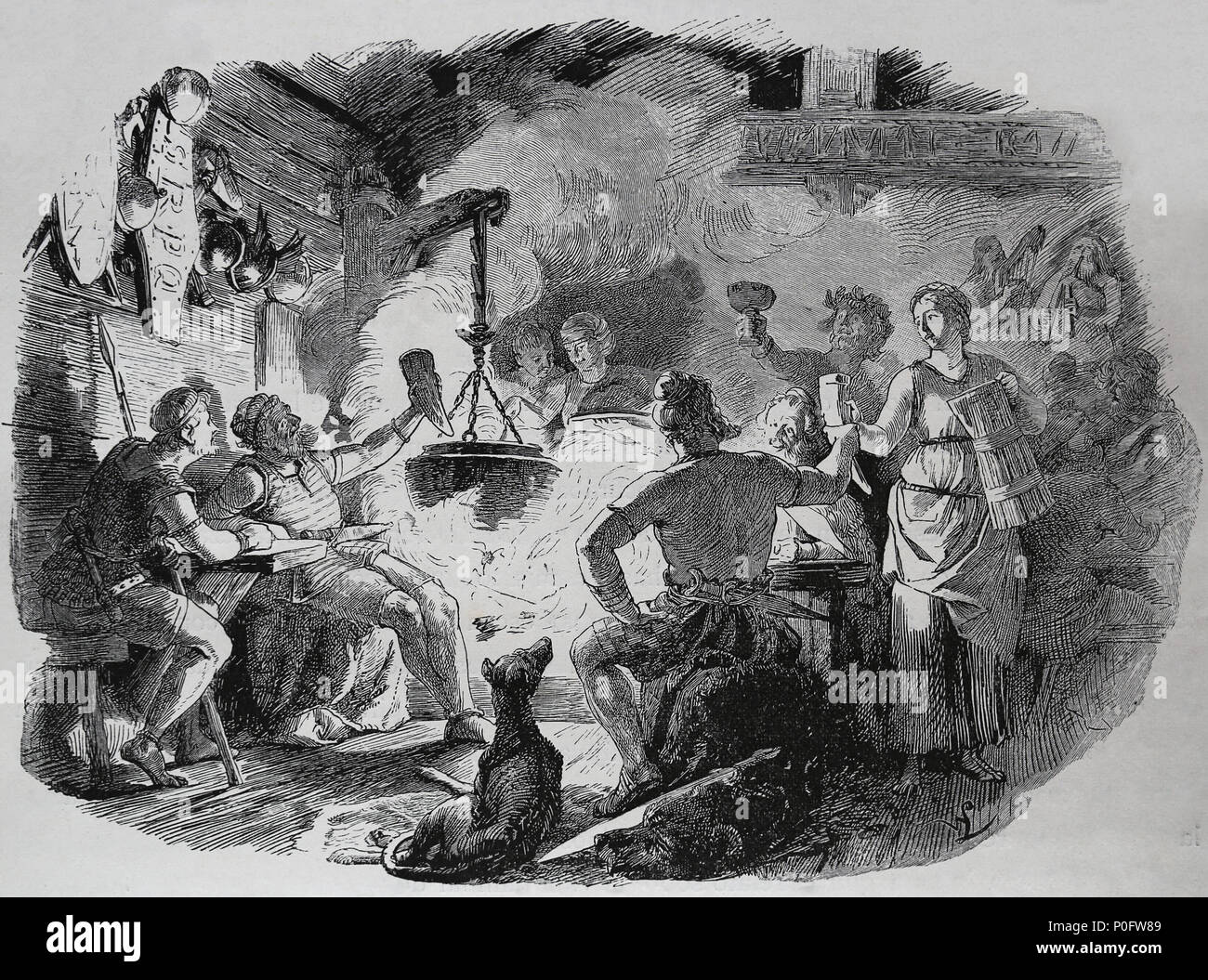 Banquet germaniques. Gravure d 'Allemagne', 1882. Banque D'Images