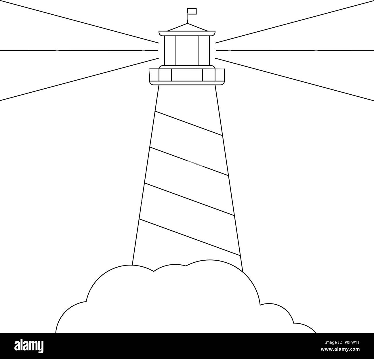Le noir et blanc, phare isolated on white Illustration de Vecteur