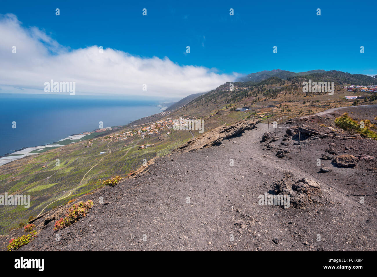 Paysage de l'île de La Palma à partir du sommet de San Antonio volcano, îles canaries, espagne. Banque D'Images