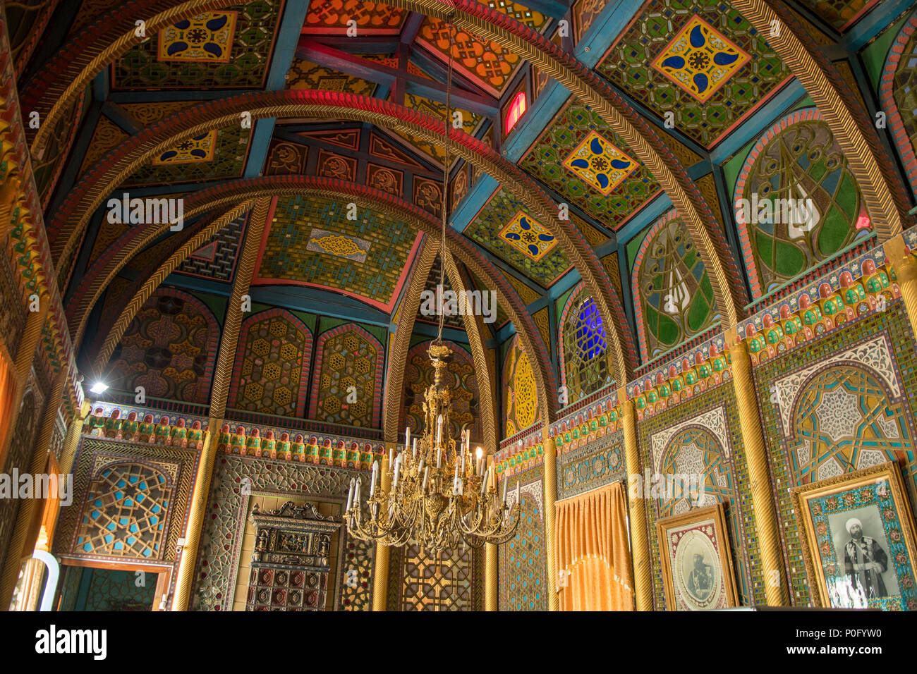 Plafond dans salle de réception du Palais d'été de l'Emir a déclaré que Olimkhan, Boukhara, Ouzbékistan Banque D'Images