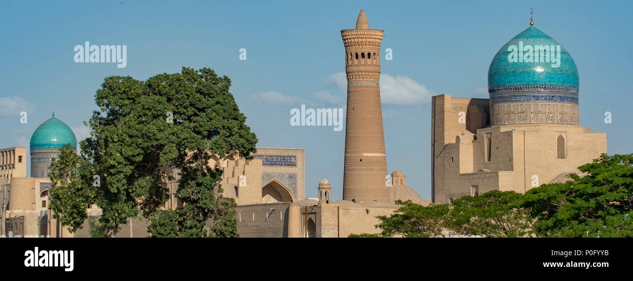 Poi-Kalyan Panorama complexe, Boukhara, Ouzbékistan Banque D'Images