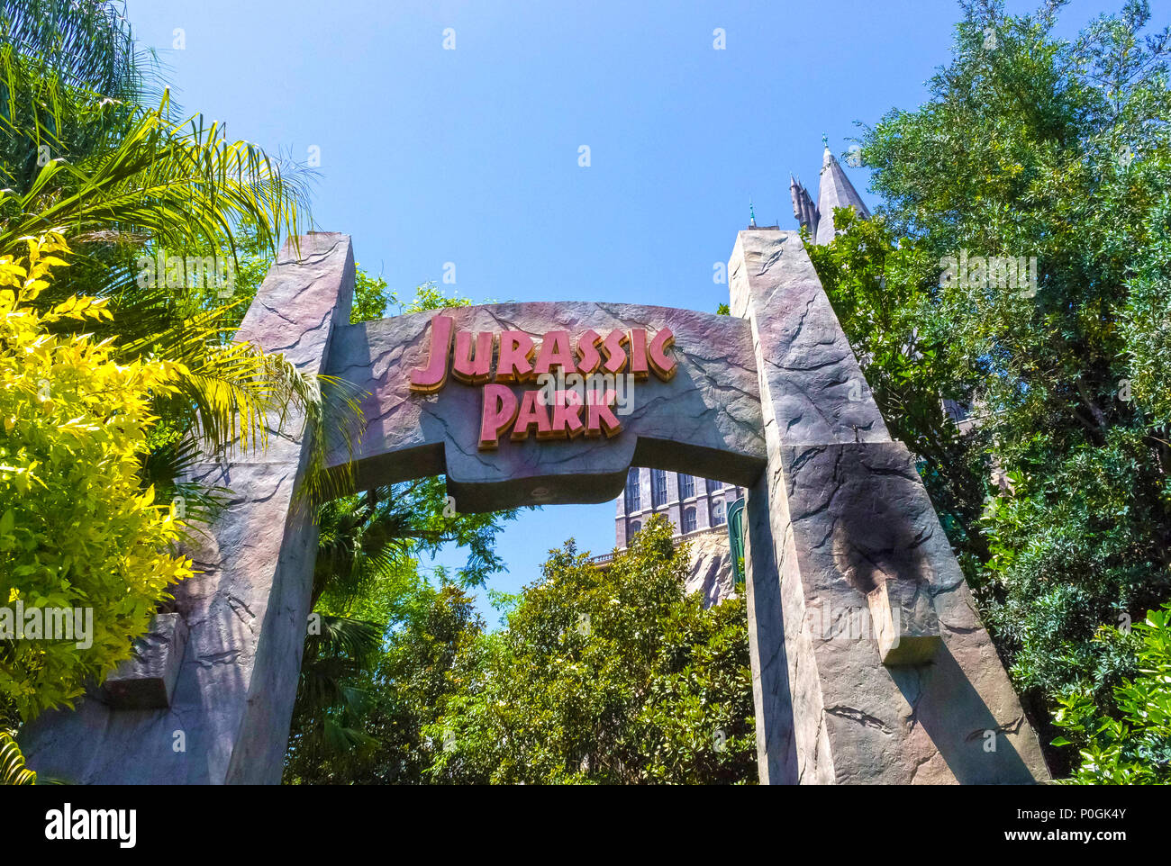 Orlando, Floride - le 09 mai, 2018 : Jurassic Park à Universal Studios Islands of Adventure theme park Banque D'Images