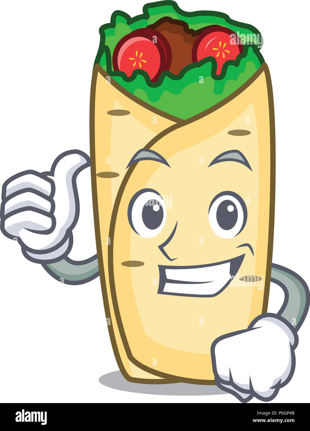 Thumbs up style cartoon caractère burrito Illustration de Vecteur