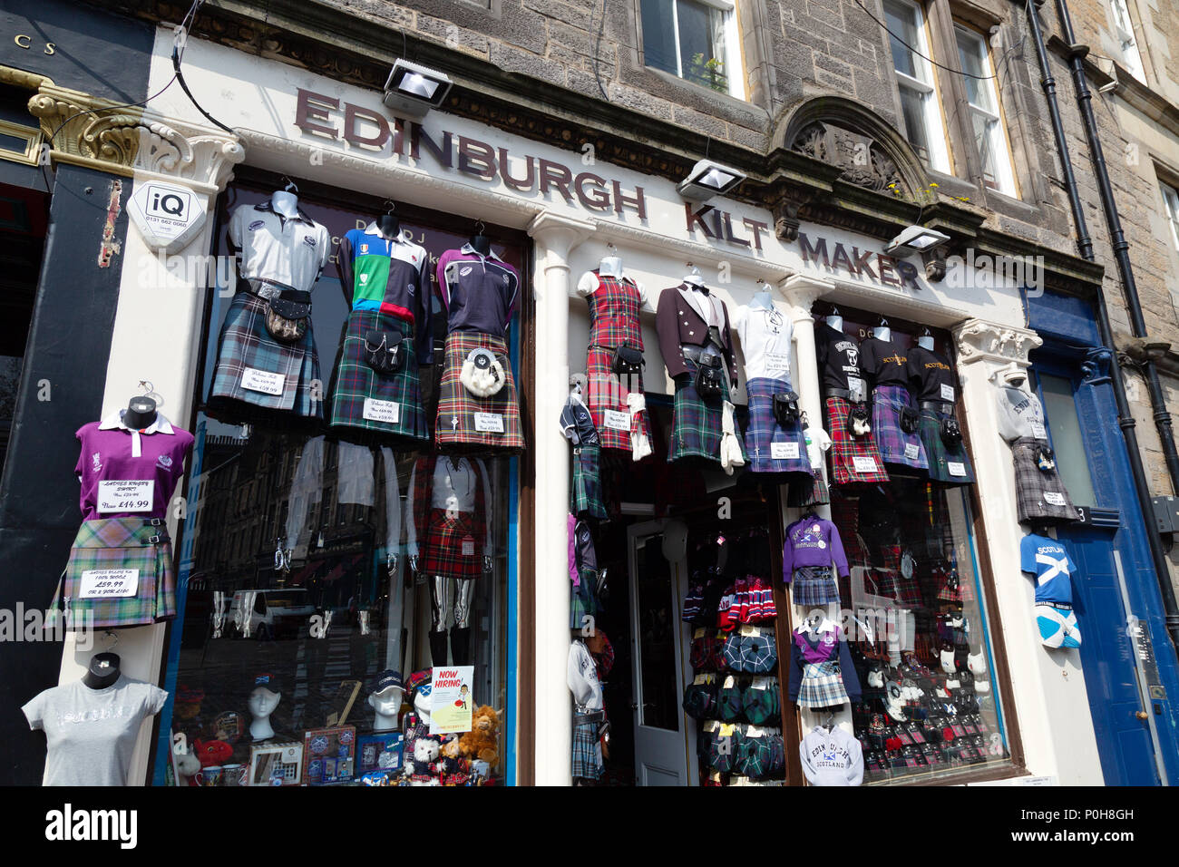 Kilt écossais décideurs boutique vendant des kilts, Grassmarket, Édimbourg, Écosse Vieille Ville UK Europe Banque D'Images