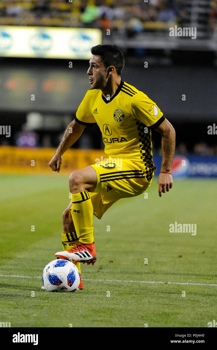 Le samedi, Juin 2, 2018 : Columbus Crew SC avant Pedro Santos (9) dans la deuxième partie du match entre Toronto FC et Columbus Crew Stadium, MAPFRE à SC à Columbus OH. Crédit Photo obligatoire : Dorn Byg/Cal Sport Media. Score final : Columbus Crew SC 3 - Toronto FC 3 Banque D'Images