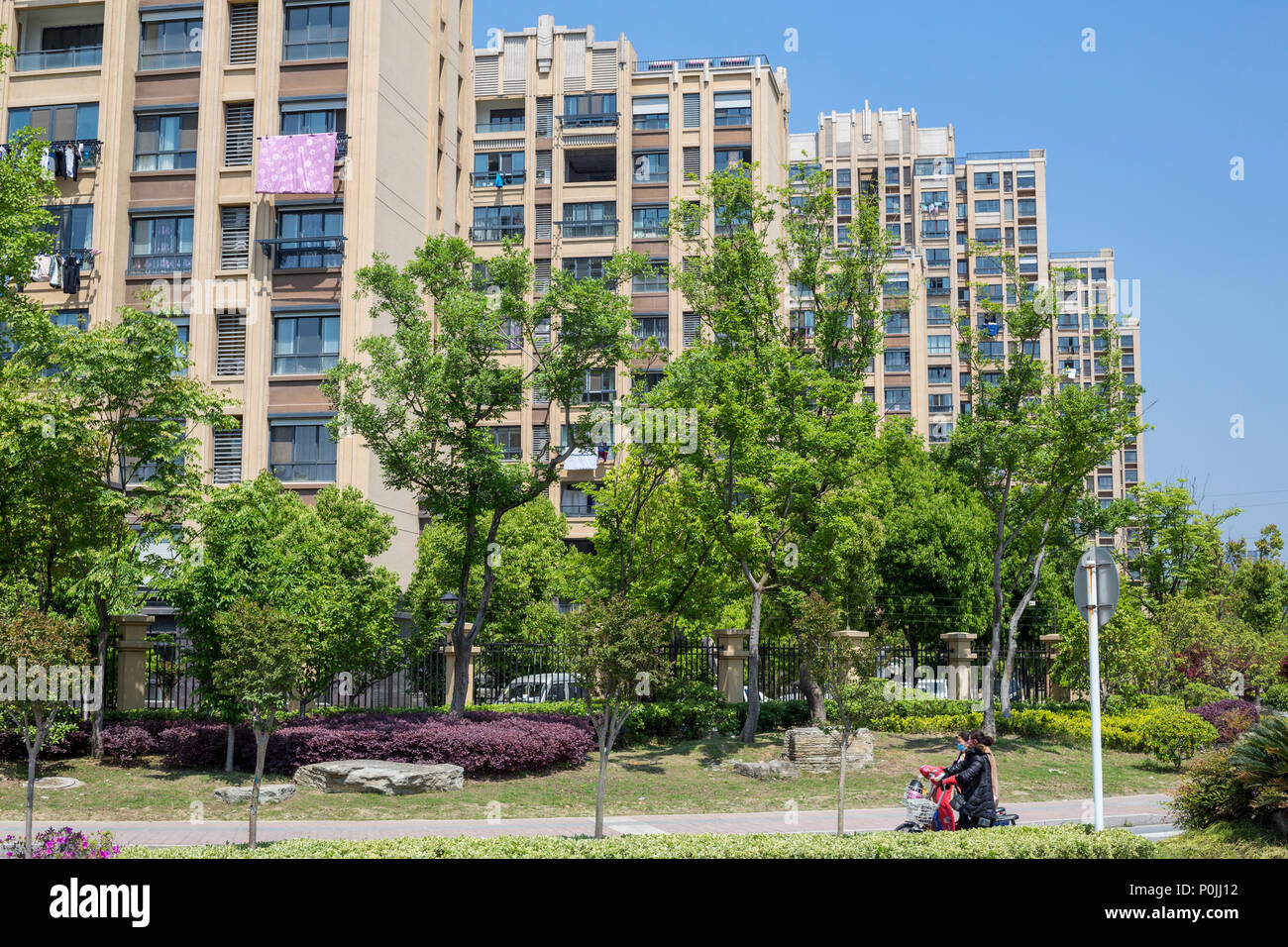 Yangzhou, Jiangsu, Chine. Appartement moderne des bâtiments. Banque D'Images