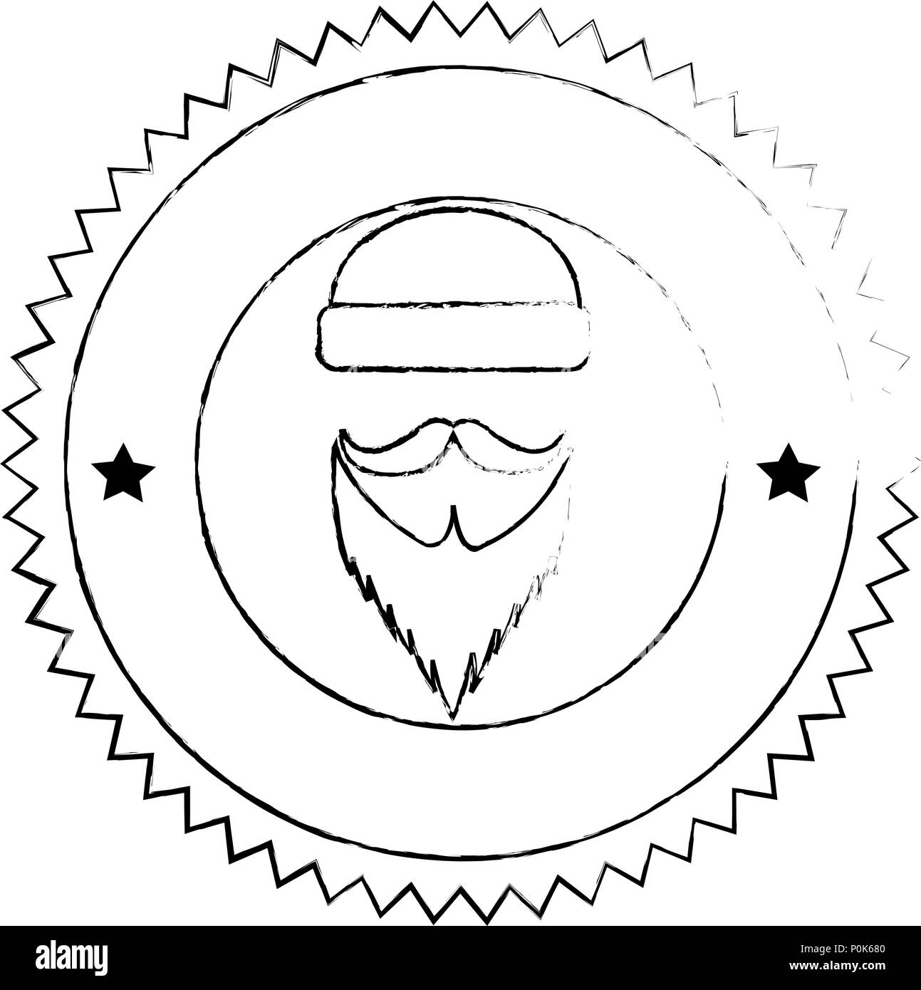 Bonnet hiver avec moustache et barbe style hippie Illustration de Vecteur