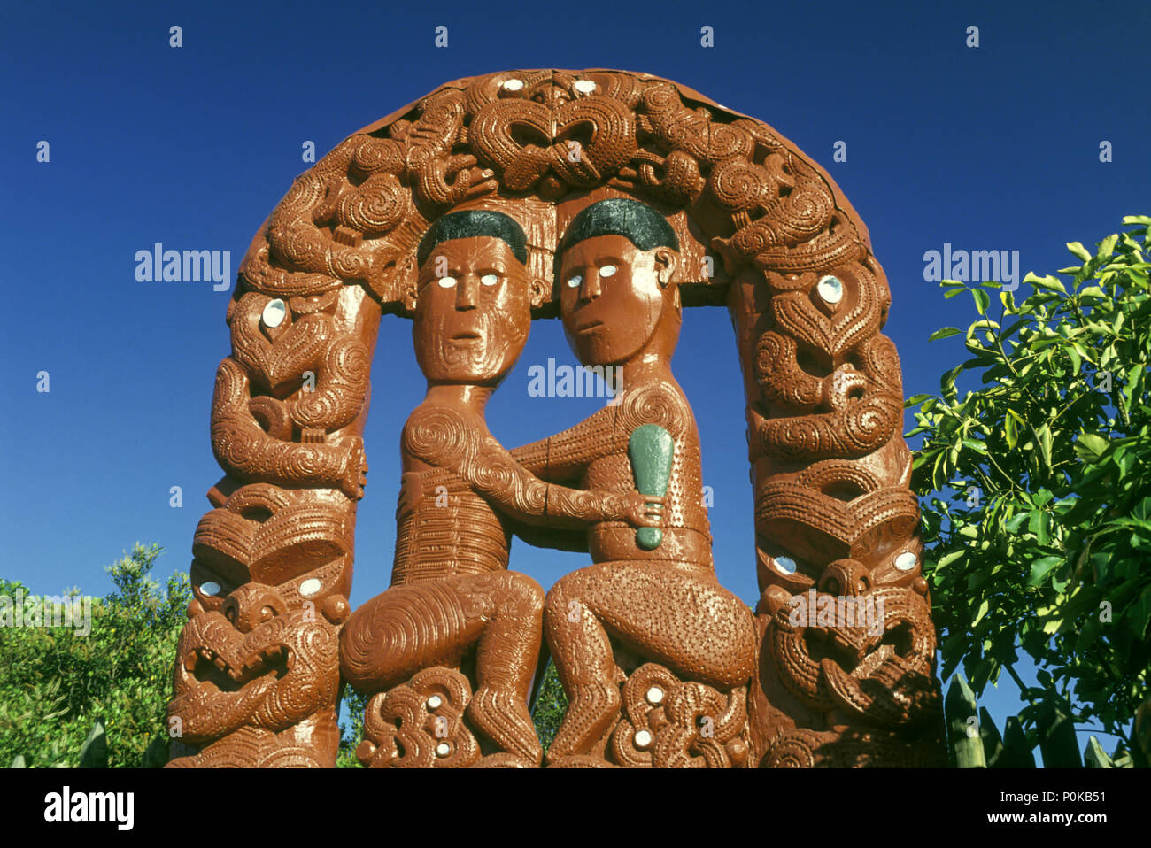Historique 1995 ROTORUA WHAKAREWAREWA PASSERELLE maoris de Nouvelle-Zélande l'ÎLE DU NORD Banque D'Images