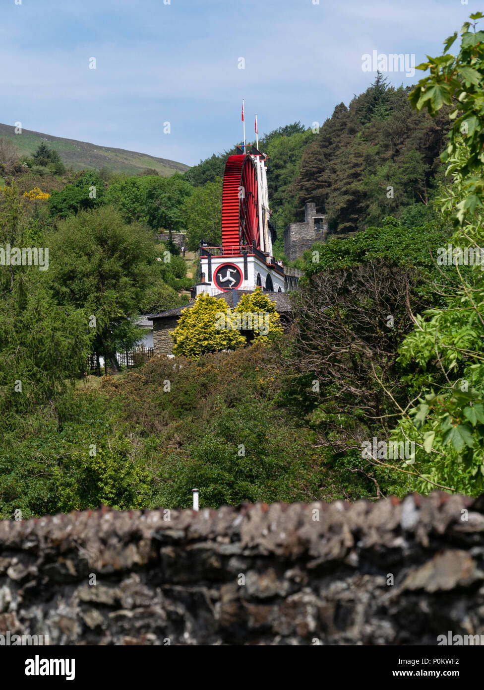 Laxey Wheel (Lady Isabella), Laxey, Ile de Man, Royaume-Uni Banque D'Images