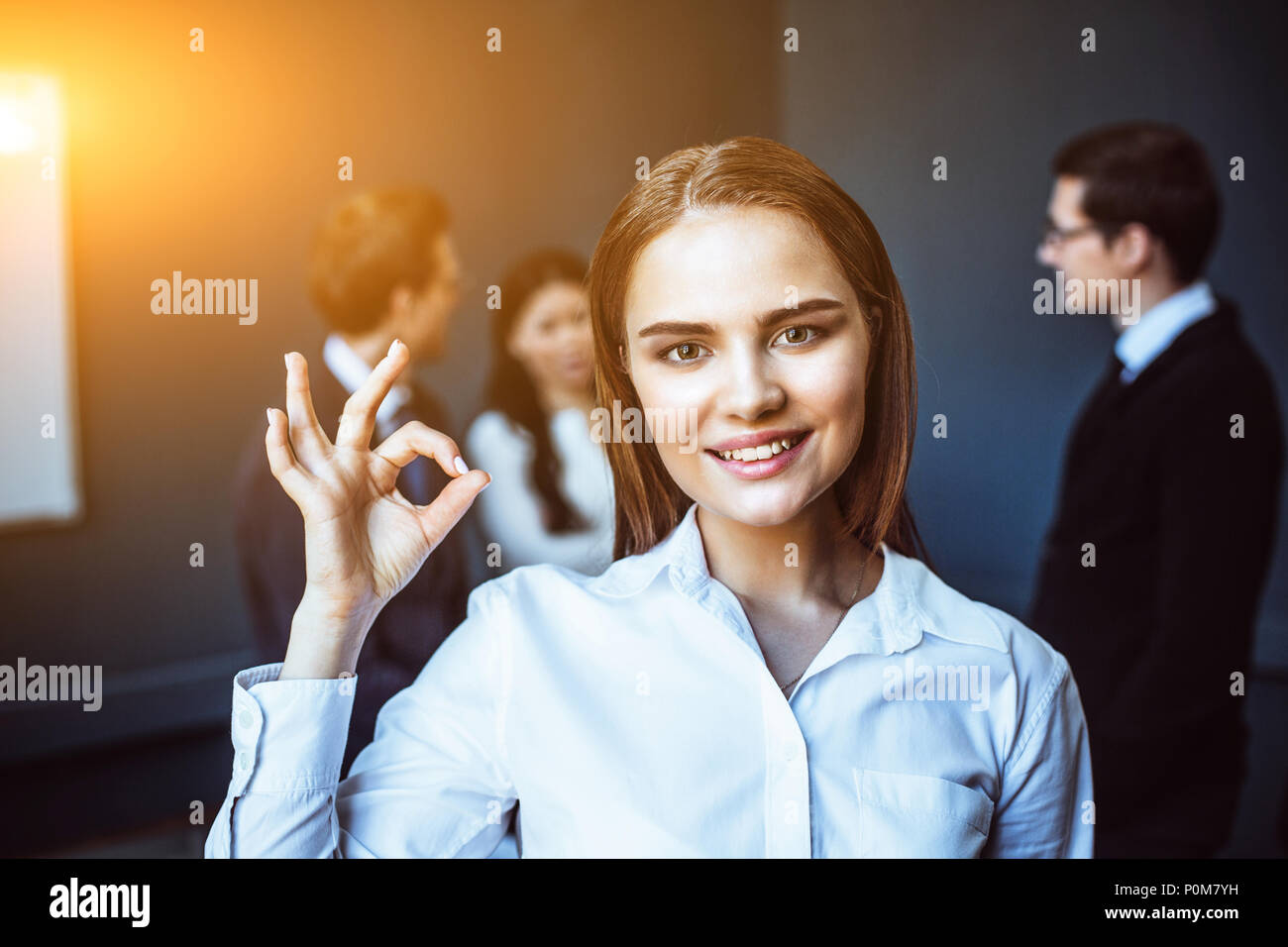 Femme d'affaires moderne dans la réunion d'affaires Banque D'Images