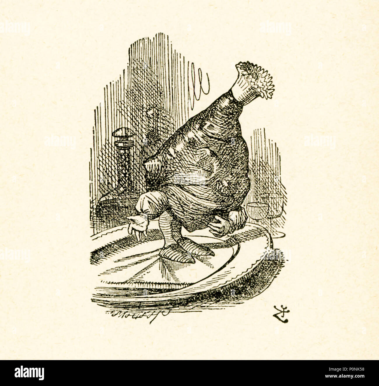 Cette illustration d'un gigot de mouton est dans de l'autre côté de 'et ce qu'Alice a trouvé là' par Lewis Carroll (Charles Lutwidge Dodgson), qui a écrit ce roman en 1871 comme une suite de 'Alice's Adventures in Wonderland". Banque D'Images