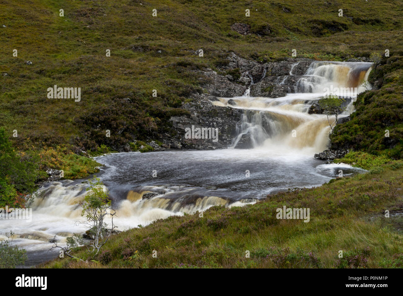Ardessie Cascades Cascade, Dundonnell river, les highlands écossais Banque D'Images
