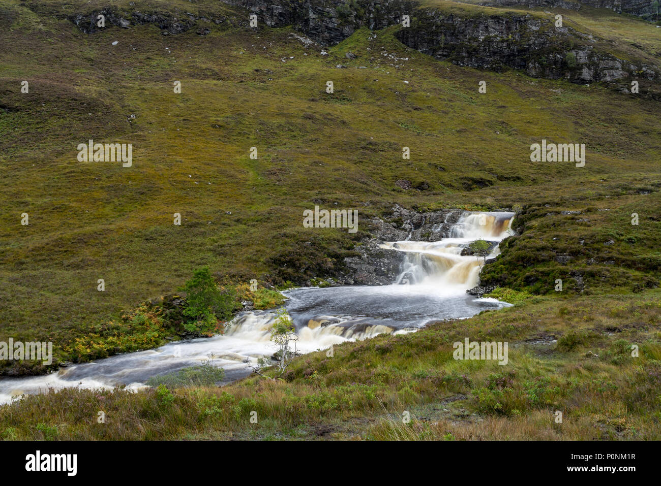 Ardessie Cascades Cascade, Dundonnell river, les highlands écossais Banque D'Images