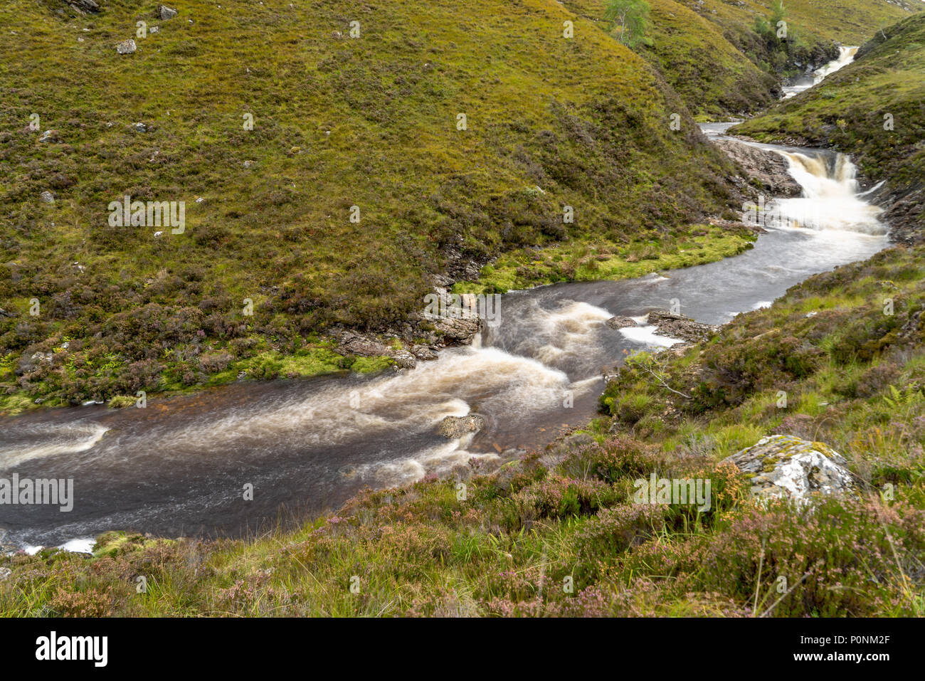 Ardessie Cascades Cascade, Dundonnell river, les highlands écossais Banque D'Images
