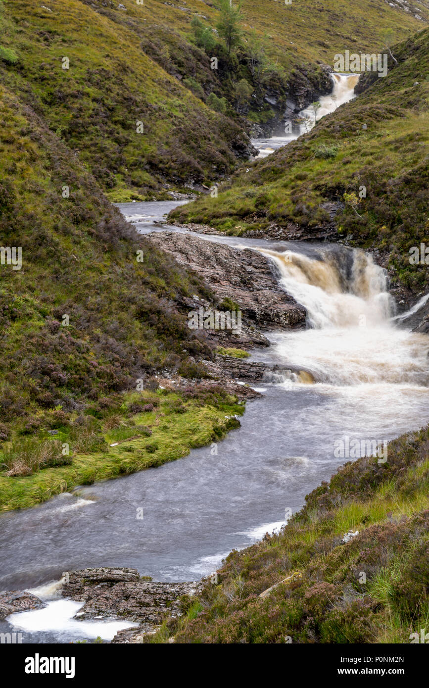 Ardessie Cascades Cascade, Dundonnell river, les highlands écossais Banque D'Images