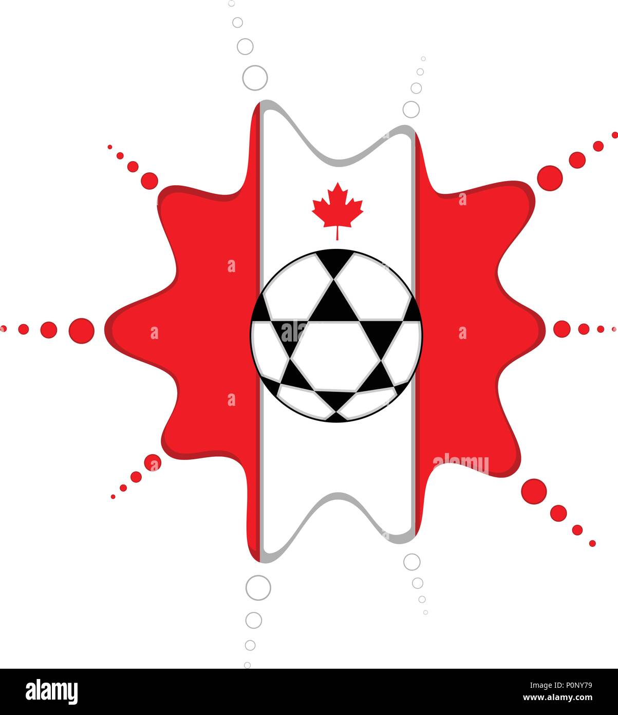 Ballon de soccer sur un emblème canadien Illustration de Vecteur