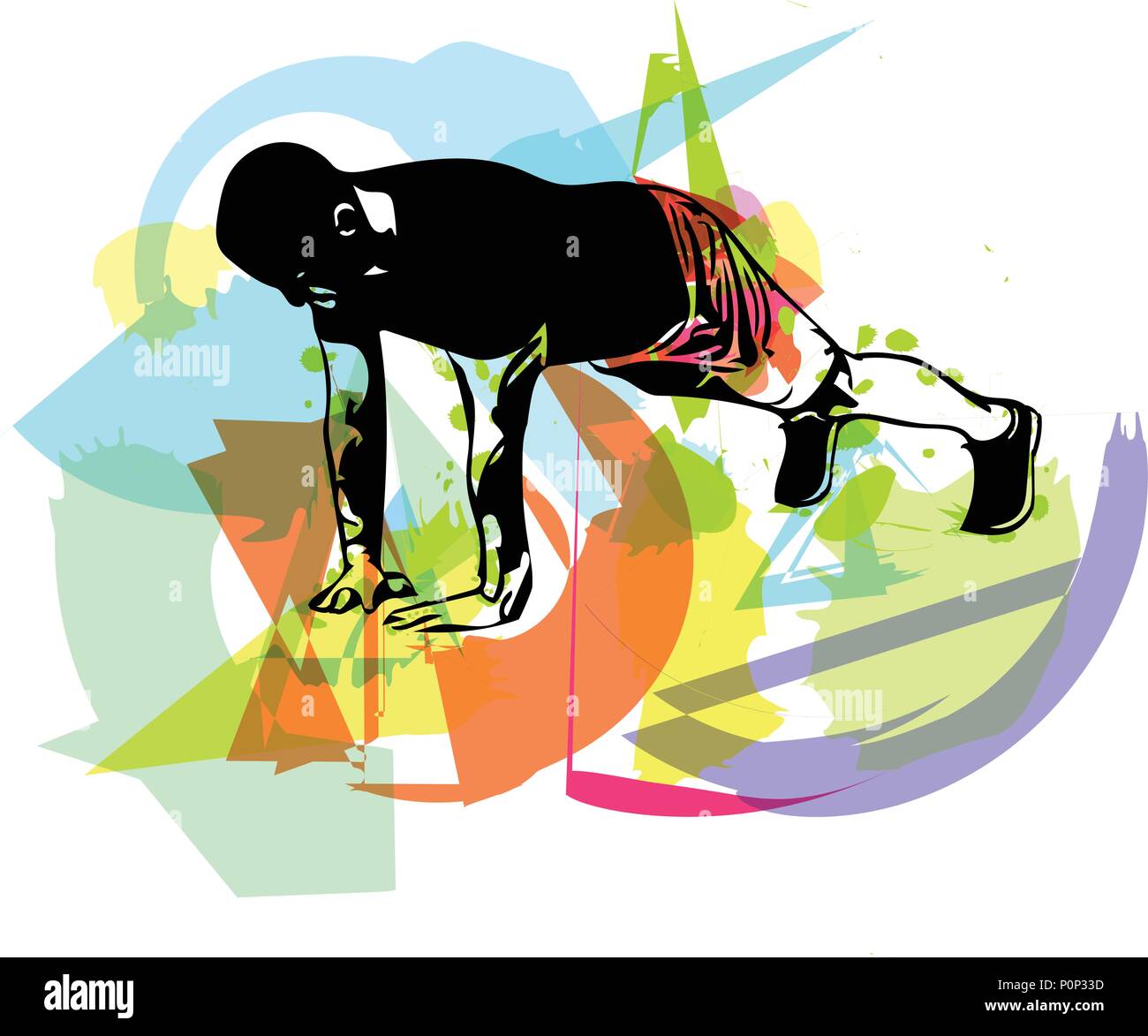 Jeune homme actif faisant push-ups in gym vector illustration Illustration de Vecteur