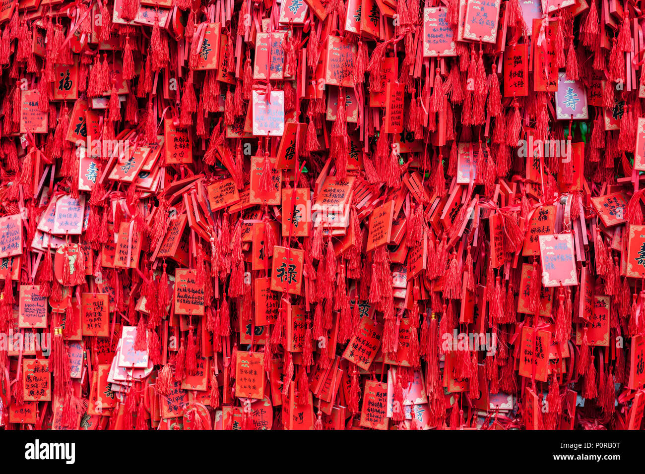 Nanjing, Jiangsu, Chine. Prières pour la bonne chance. Temple de Confucius. Banque D'Images