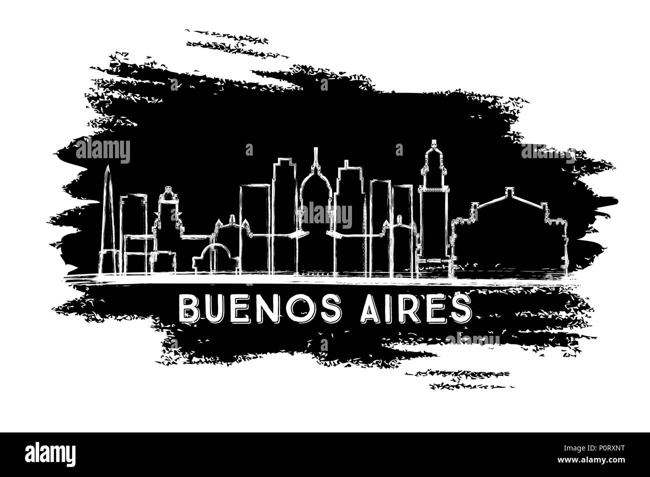Buenos Aires Argentine Ville Silhouette. Croquis dessinés à la main. Illustration de Vecteur