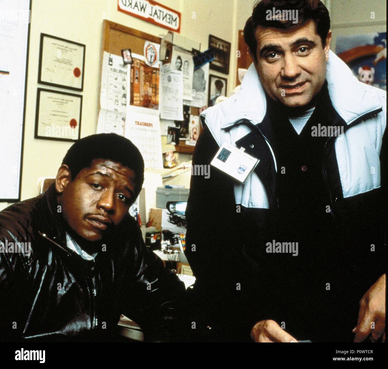 Titre original : STAKEOUT. Titre en anglais : STAKEOUT. Film Réalisateur : John Badham. Année : 1987. Stars : Forest Whitaker, Dan Lauria. Credit : Touchstone Pictures / Album Banque D'Images