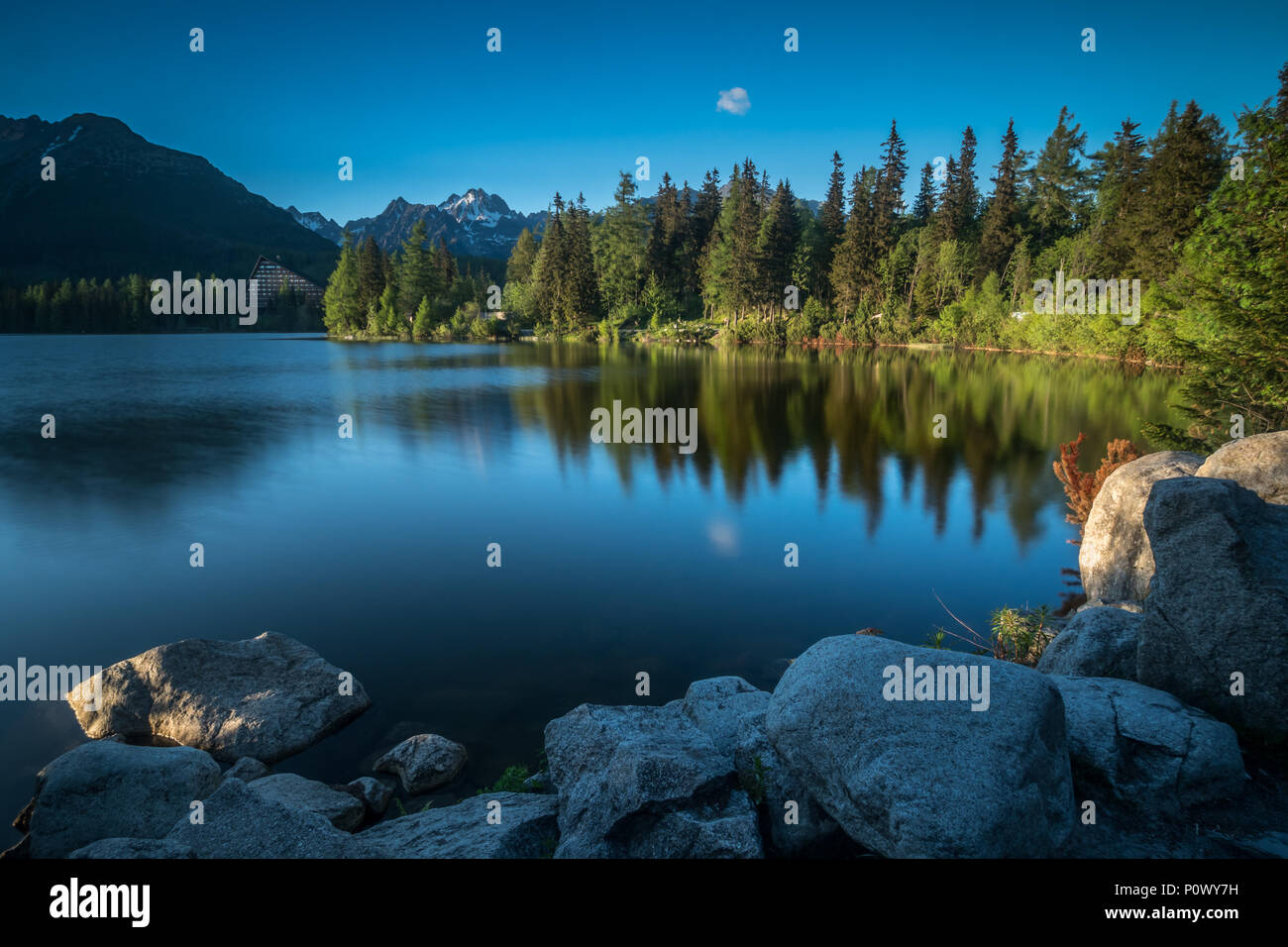 Dernière lumière à Strbske Pleso Banque D'Images