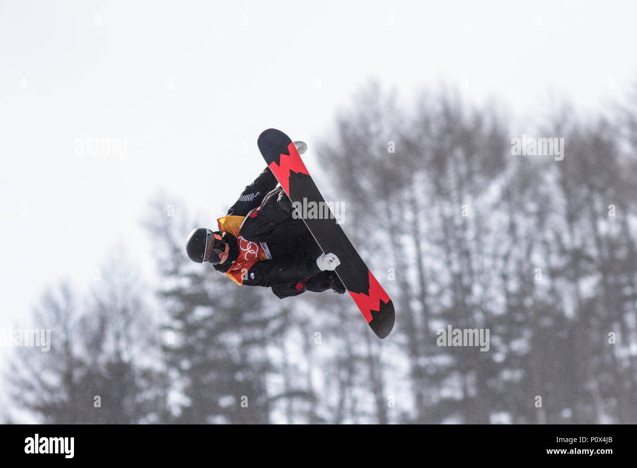 Rakai Tait (NZL) en compétition dans l'épreuve du snowboard Half Pipe la qualification aux Jeux Olympiques d'hiver de PyeongChang 2018 Banque D'Images
