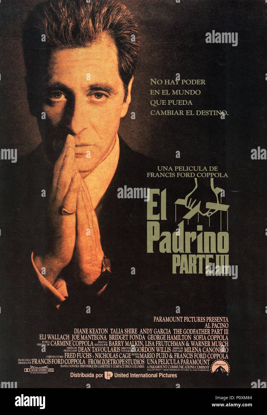 Titre original : The Godfather PART III. Titre en anglais : THE GODFATHER PART III. Film Réalisateur : Francis Ford Coppola. Année : 1990. Credit : PARAMOUNT PICTURES / Album Banque D'Images