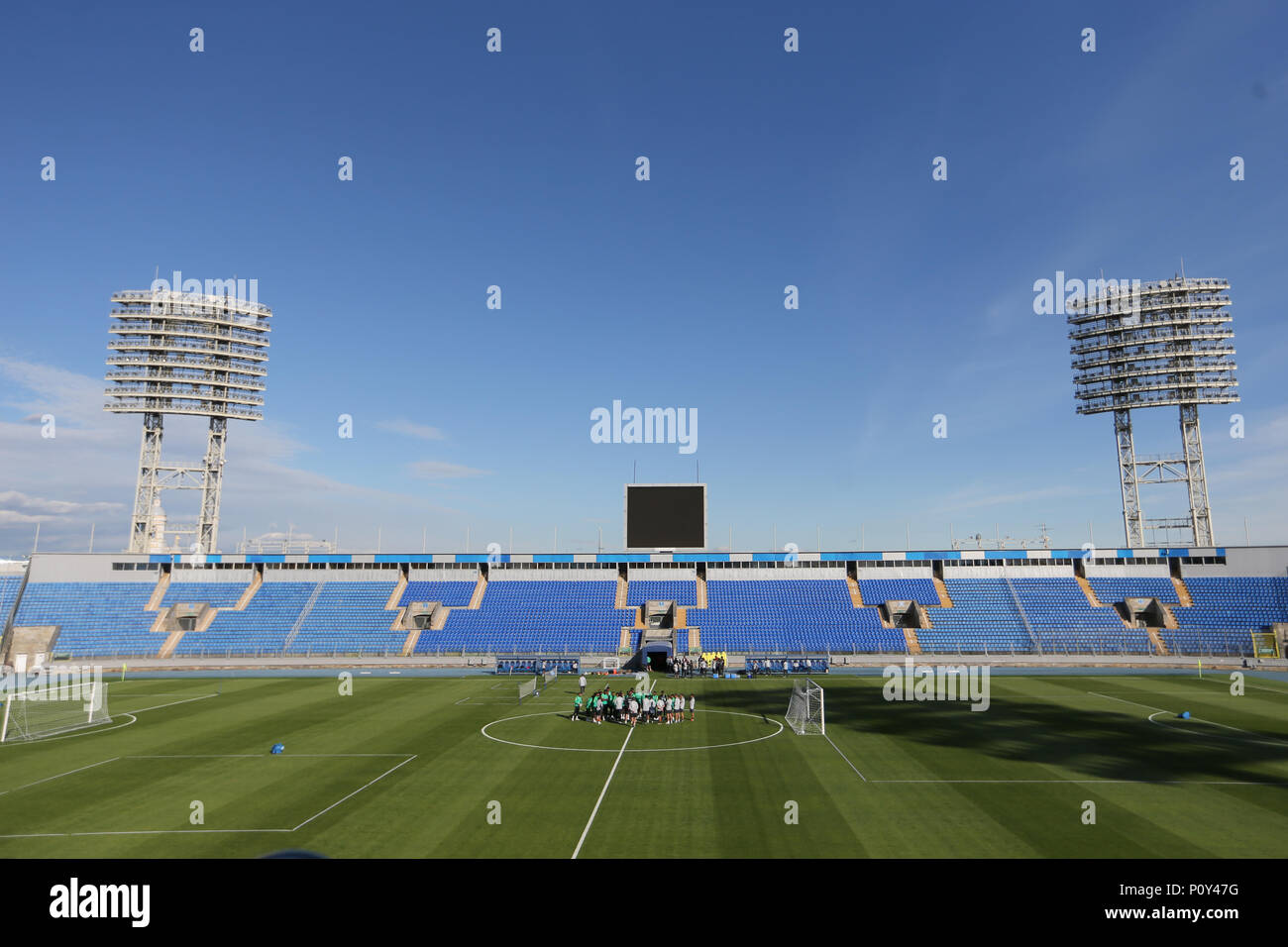 Les joueurs de l'équipe nationale de football de l'Arabie saoudite assister à une session de formation au stade Petrovsky en Saint Petersburg, Russie avant la Coupe du Monde 2018. Banque D'Images