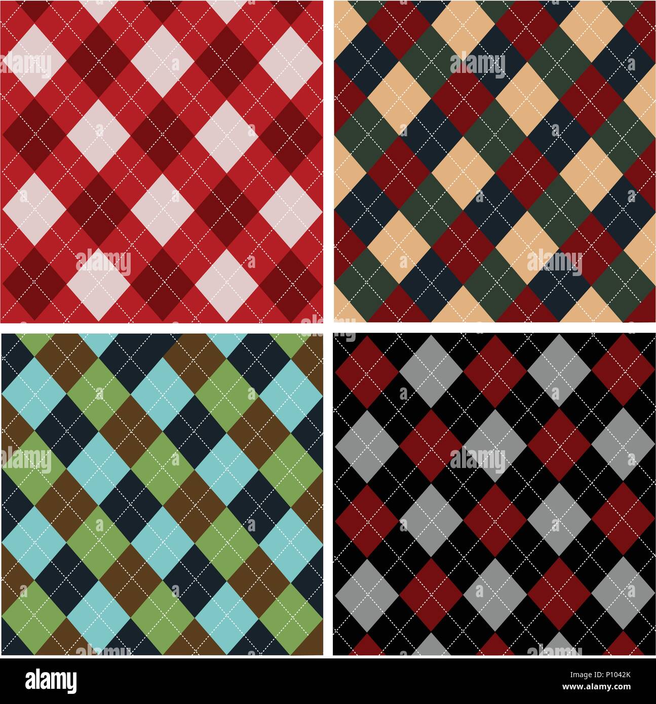 Définir des modèles de plaid coton, Illustration de Vecteur