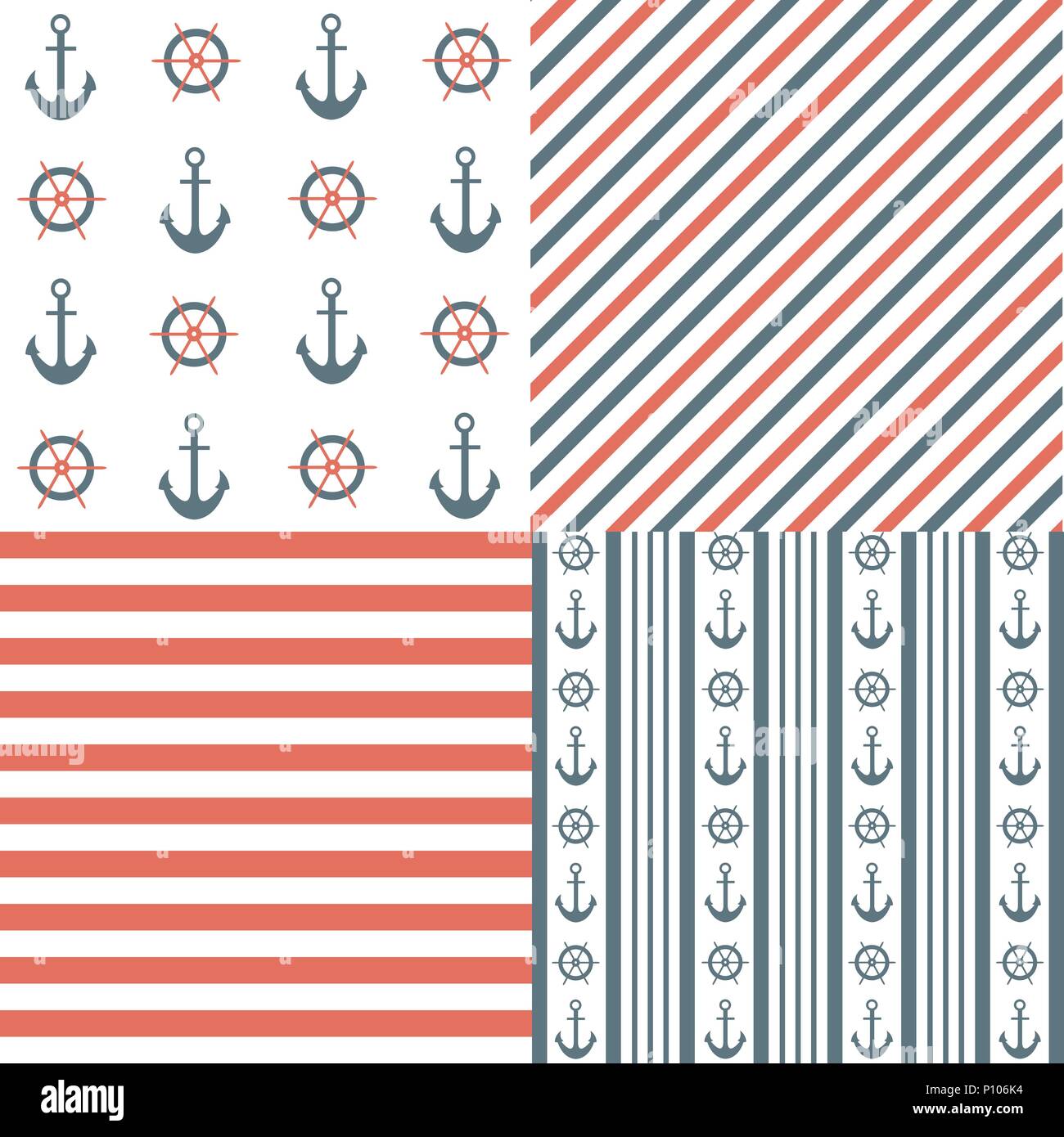 Les modèles sans couture nautique Illustration de Vecteur