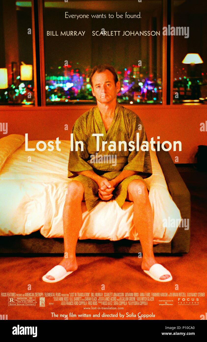 Titre original : Lost in Translation. Titre en anglais : PERDUS DANS LA TRADUCTION. Film Réalisateur : Sofia Coppola. Année : 2003. Credit : FOCUS / Album Banque D'Images