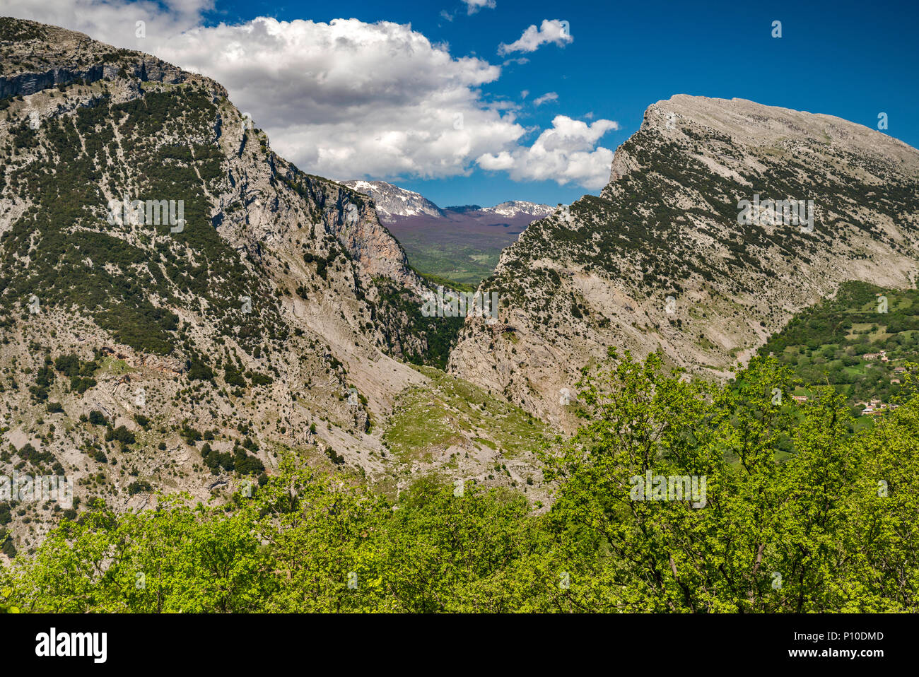Gole del Raganello Raganello (Canyon), vue de San Lorenzo Bellizzi, le sud de l'Apennin, le parc national du Pollino, Calabre, Italie Banque D'Images