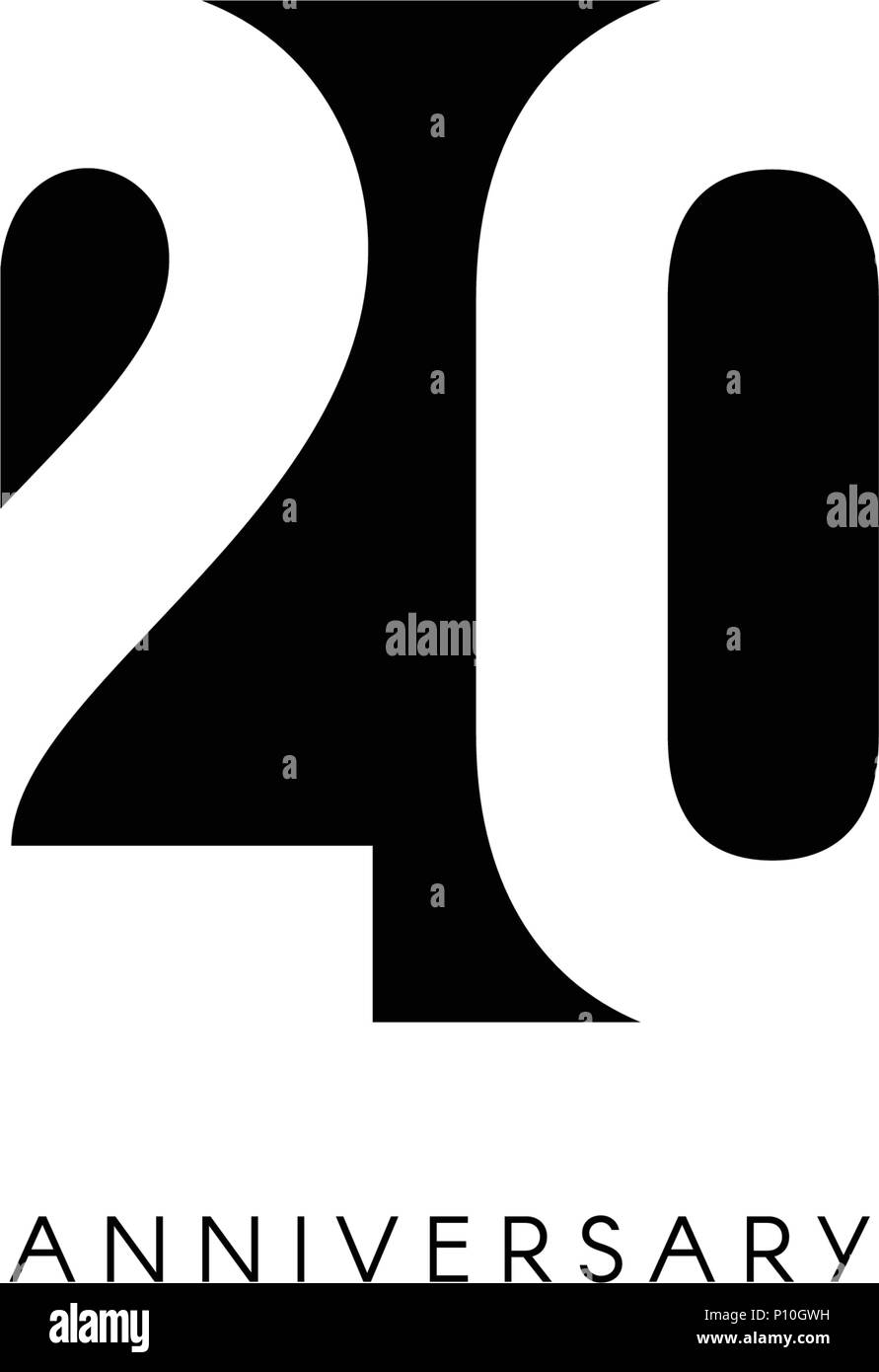 Vingt Ans Le Logo Minimaliste ans e Jubile Carte De Vœux Invitation D Anniversaire Ans Signe Illustration Vecteur De L Espace Negatif Noir Sur Fond Blanc Image Vectorielle Stock Alamy