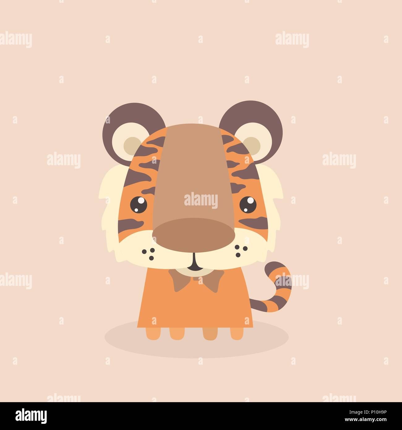 Adorable petit tigre sur fond pastel. Illustration de Vecteur