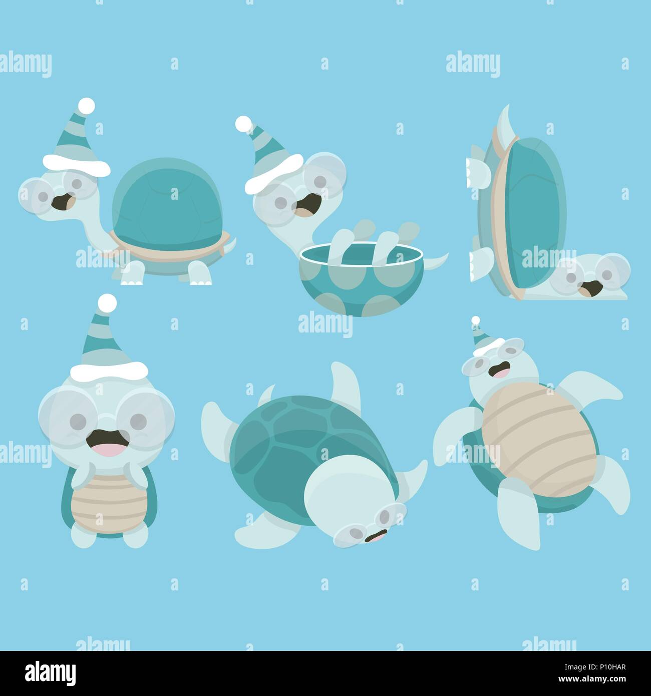 Vector illustration of turtle collection de bandes dessinées. Illustration de Vecteur